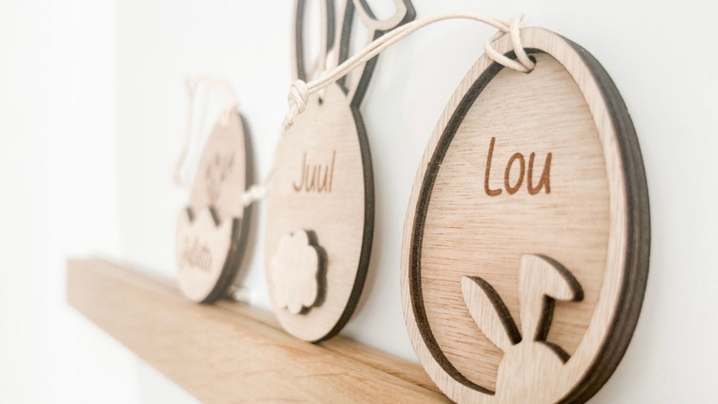 Seasonal edition · losse gepersonaliseerde houten paashanger (mix & match)