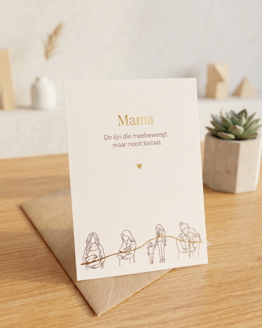 Goudfolie mama wenskaart met enveloppe